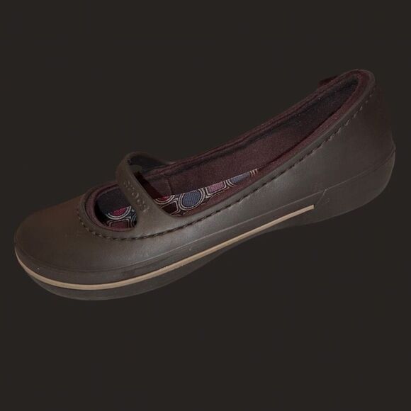 Crocs Women's Crocband Flats Mary Jane Slip On Croclite Brown Size 7 - Picture 2 of 7